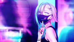 Anime Girl City Lights Neon Face Mask