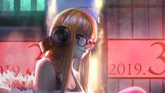 Anime Girl With Headphones Art