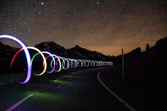 Asphalt Light Streaks Long Exposure Road