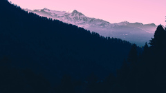 Beautiful Mountains Landscape Pink Tone