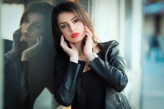 Black Clothing Jacket Beautiful Girl