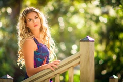 Blonde Girl Curly Hairstyle Outdoor