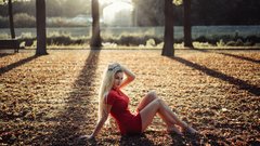 Blonde Girl Grass Sitting