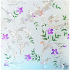 Mikomerative Window Film Purple Flower Privacy Door Film Static Cling Glass Film