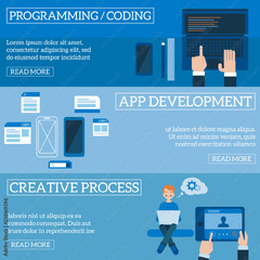 Vector flat software applications development, programming, coding ...