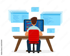 Engineer Programmer Working Desk Programming Concept