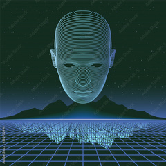 Stock-Vektorgrafik Retro 80s Futuristic Deep Space Design. Face ...