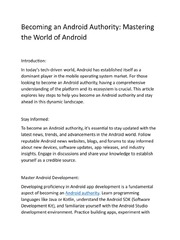 Becoming An Android Authority Mastering The World of Android | PDF ...