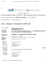 Matlab Programming For Numerical Computation - Unit 3 - Module 1 - Introduction To MATLAB