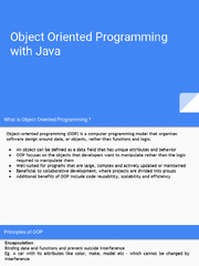 Object Oriented Programming with Java