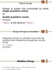 Python - Strings | PDF | String (Computer Science) | Quotation Mark