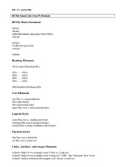 HTML Basic Document: HTML Quick List From W3Schools | ...