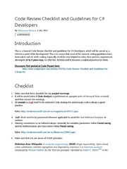 Code Review Checklist and Guidelines For C# Developers PDF | PDF ...