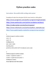 Python Practice Codes | PDF | Python (Programming ...
