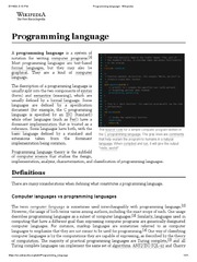 Programming Language - Wikipedia | PDF | Programming Language ...