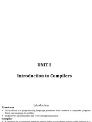 Unit 1 - CD Cs3501 | PDF | Compiler | Programming