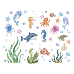 Under the Sea Decals (Runtoo Under the Sea Decals Fish Underwater Stickers for Kids Bedroom Nursery Bathroom Adventure Dcor)