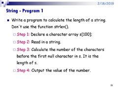 Chapter 8 Character Arrays and Strings - ppt