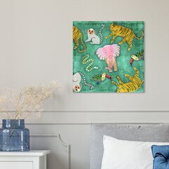 Jungle Meeting Point", Colorful jungle wild animals Tropical Green ...