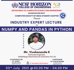 Expert Lecture on “Numpy and Pandas in Python” - innovation