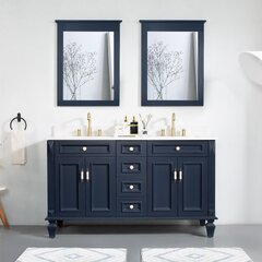 Double Sink Bathroom Vanity (Keller Double Vanity For Rectangular Undermount Sinks Vintage Navy Blue)