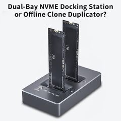 NVME Clone Docking Station Dual-Bay SSD Docking Station for M2 SSD Key M, Supports Offline Clone Duplicator and Auto Sleep Function (ACASIS NVMe M.2 Duplicator Dual-Bay Offline Clone USB C to NVMe Docking Station for M2 SSD M Key Hard Drives Enclosure)