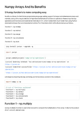 numpy arrays and its benefits