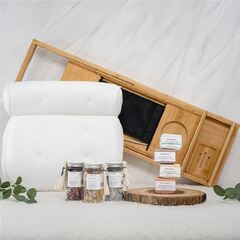 Luxurious Bath Lover's Set Bath Gifts for Women (Monsuri Bamboo Bath Tray Caddy)