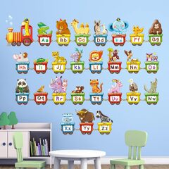 DECOBA-2006 Animal Alphabet Train Kids Stickers ABC Decals Peel and Stick Removable Stickers for Kids Nursery Bedroom Living Room d