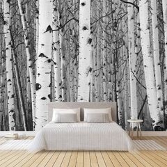 Monochrome White Birch Tree Forest Peel & Stick Removable Self-Adhesive Large Roll 3D Sticker for ...