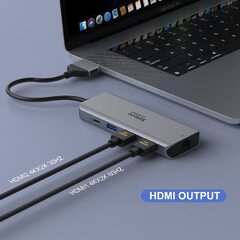 USB C Docking Station Dual Monitor,USB C Dual Monitor 2 HDMI Adapter,Triple Display HDMI&VGA,10gbps Data Transfer,14 in 1-3usb3.0&2usb2.0,gigabit (Digitus USB-C 4 Port HUB)