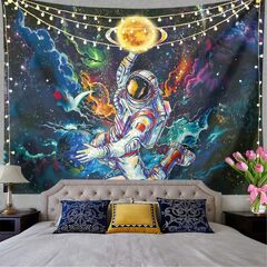 Trippy Astronaut Tapestry Blacklight Space Tapestry s For College Dorm,Cool Spaceman On Fantasy Universe Planets Galaxy Sky Tapestry Mens Guys (Trippy Astronaut Tapestry)