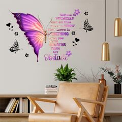 Large Butterfly Decals Stickers Inspirational Decals Quotes Motivational Positive Saying Decals Vinyl Peel and Stick Phrase for Women (Large Inspirational Butterfly Decals Stickers, Motivational Saying Positive Peel and Stick Decals for Women Girls Bedroom Living Room)