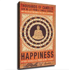 Thousands of Candles Buddha Happiness Quote Motivational Living Room Classroom Kitchen Bedroom Aesthetics ...