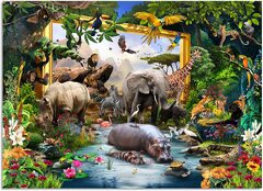 Joymountain peak african safari 1000 piece puzzle for adults (Cobble Hill Into the Jungle 1000 Piece Jigsaw Puzzle)