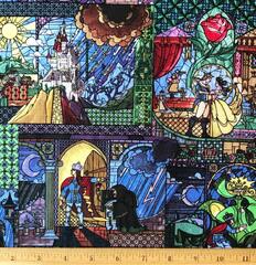 1 Yard Disney Beauty & The Beast "Stained Glass Window" Cotton 1 (Disney Beauty and the Beast Stained Glass Window)