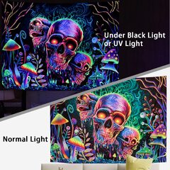 Blacklight Skull Tapestry