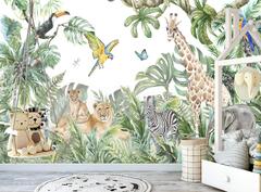 Watercolor Jungle Animals Removable