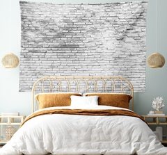 Lunarable Brick Tapestry, Worn and cracked grunge Stained Brick Masonry Architecture (Sevendec White Brick Tapestry Stone Brick Tapestry Vintage Backdrap Tapestry for Livingroom Bedroom Dorm W90 x L71)