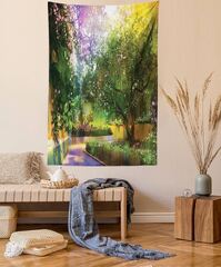 Lunarable Fantasy Tapestry King Pathway of Secret Paradise Garden with Magic Sun Rays on Bushes Naturework