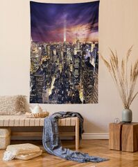 Ambesonne Nyc Collection, Manhattan Offices High Tall Tower Traffic Busy Urban Life Windows Lights District View, Bedroom Living Room Dorm (New York Tapestry NYC Manhattan Skyline Cityscape Contemporary Sunset Landscape Photo )