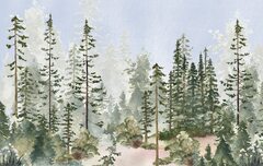 Amazon: Watercolor Pine Tree Forest Peel and Stick ...