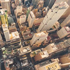 Times Square, New York, United States (Aerial View Of Times Square New York City At Sunset)