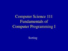 Computer Science 111 Fundamentals of Programming I