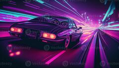 Cyberpunk Futuristic retro wave synth wave car, Retro sports car ...