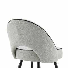 Oakley Set of 2 Grey Boucle Upholstered Dining Chairs with Piping ...