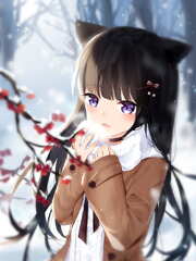 Winter, Animal Ears, Cold, Anime Girl, Brown Hair, Cute Winter ...