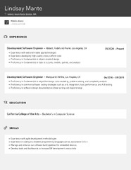 Development Software Engineer Resume Samples | Velvet Jobs