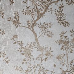 Floral Ivory Pearl off White Gold Metallic Apple Trees Birds Textured (Floral Tan Gray Gold Metallic Apple Tree Branches Birds Zambaiti Parati)