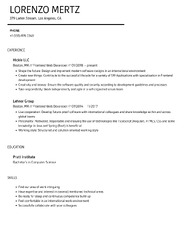 Frontend Web Developer Resume Samples | Velvet Jobs